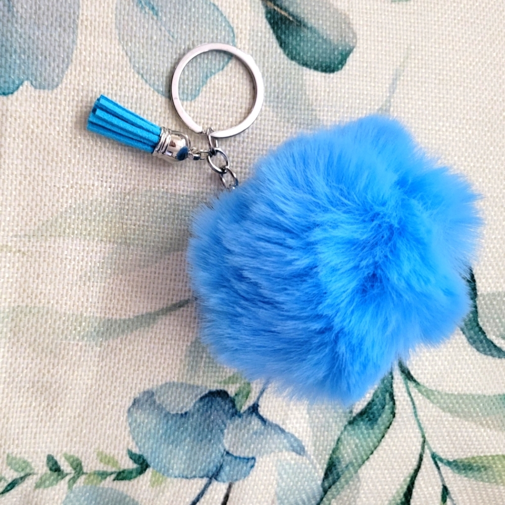 Blue poof keychain